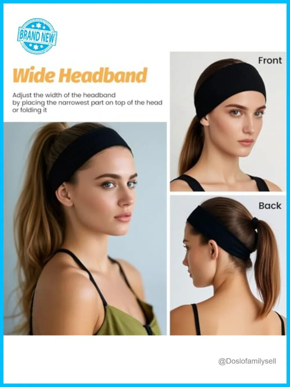 6 Pack Wide Elastic Hair Bands Stretchy Sweatbands Sports Thin Head Bands